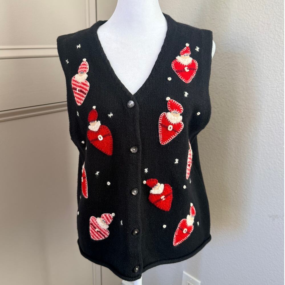 Vintage 2000 Susan Bristol Santa Christmas Sweater Vest M